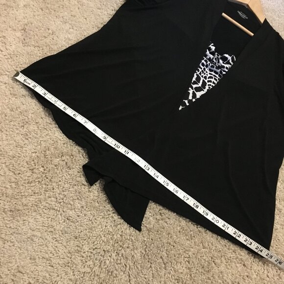 Mandee Black Open Waterfall Cardigan With Bow Tie Bust Animal Print Shirt 2in1 - Picture 14 of 16